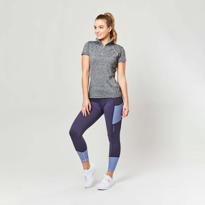 Blue - Back - Dublin Womens-Ladies Power Performance Colour Block Horse Riding Tights