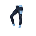 Ink Navy-Bluebell - Front - Dublin Girls Power Performance Colour Block Horse Riding Tights