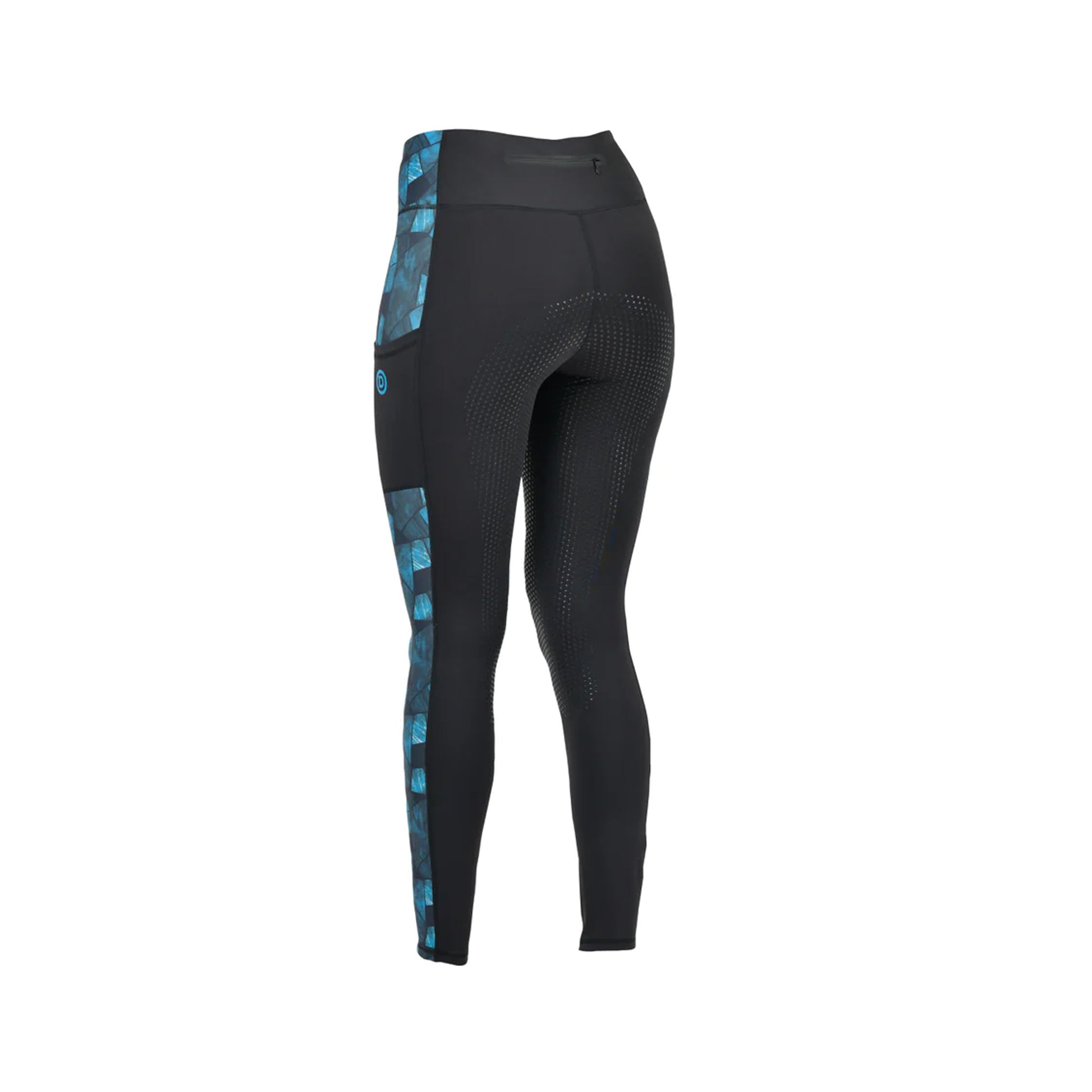 Black-Blue - Back - Dublin Womens-Ladies Zora Camo Gripped Horse Riding Tights