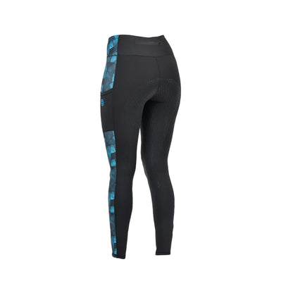 Black-Blue - Back - Dublin Womens-Ladies Zora Camo Gripped Horse Riding Tights