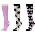 White-Black-Pink - Front - Dublin Unisex Adult Mono Highlands High Riding Socks (Pack of 3)