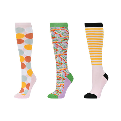 Multicoloured - Front - Dublin Unisex Adult Pastello Stripe High Riding Socks (Pack of 3)