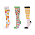 Multicoloured - Front - Dublin Unisex Adult Pastello Stripe High Riding Socks (Pack of 3)