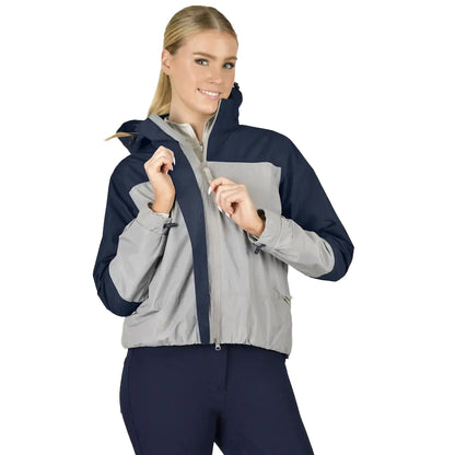 Gull Grey-Academy Navy - Front - Dublin Womens-Ladies Crissy Colour Block Waterproof Jacket