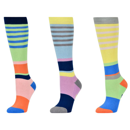 Multicoloured - Front - Dublin Childrens-Kids Colour Block High Riding Socks (Pack of 3)