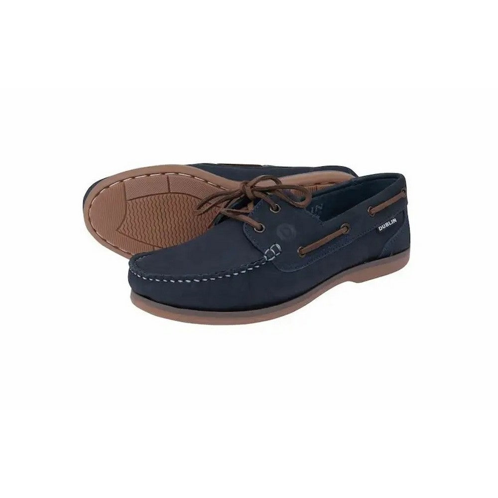Navy - Side - Dublin Shoes Womens-Ladies Broadfield Arena Nubuck Boat Shoes