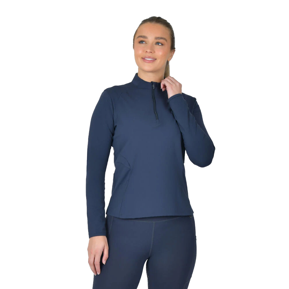Navy - Front - Dublin Womens-Ladies Brushed Fitted Base Layer Top