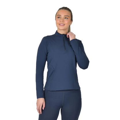 Navy - Front - Dublin Womens-Ladies Brushed Fitted Base Layer Top