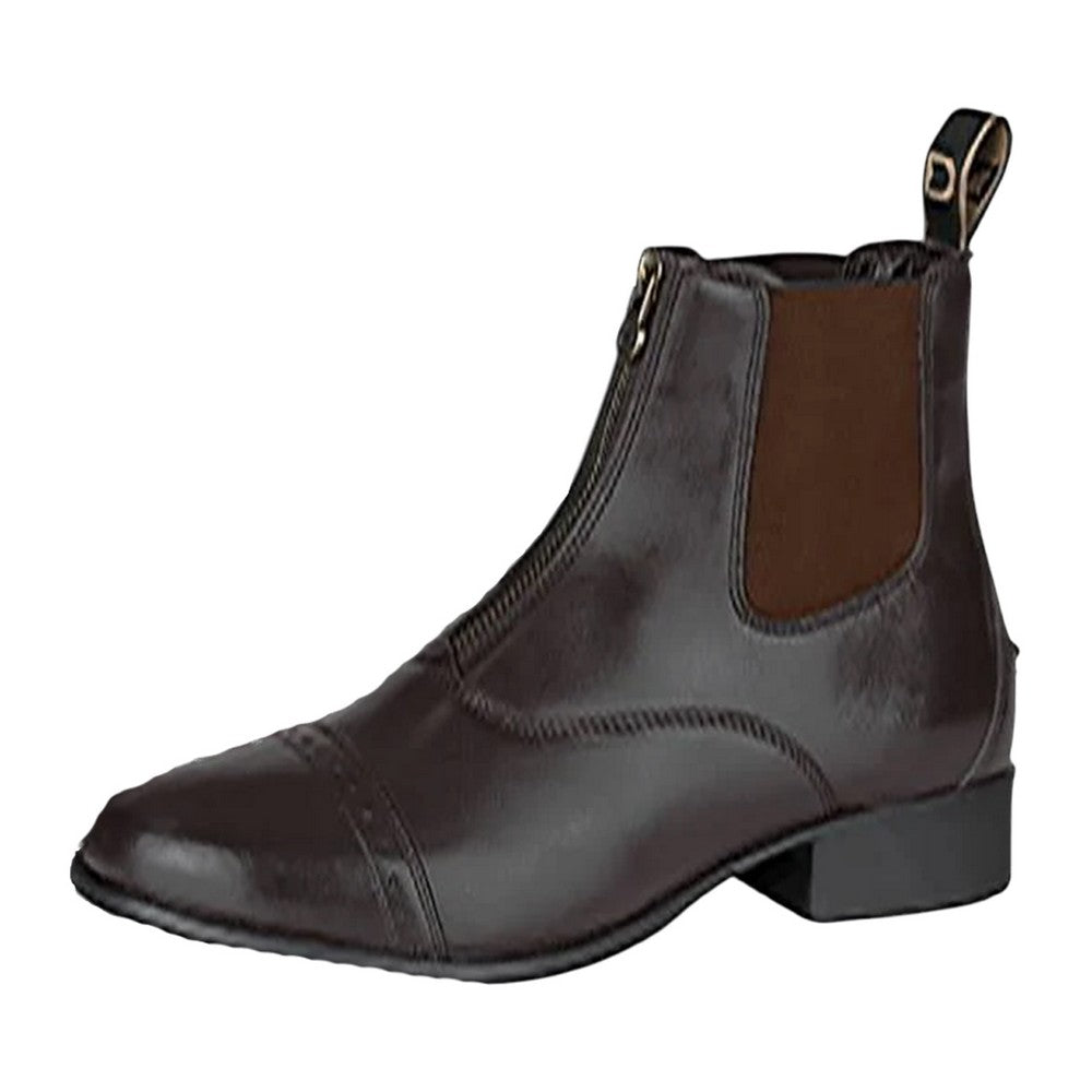 Brown - Front - Dublin Childrens-Kids Foundation II Leather Zip Jodhpur Boots
