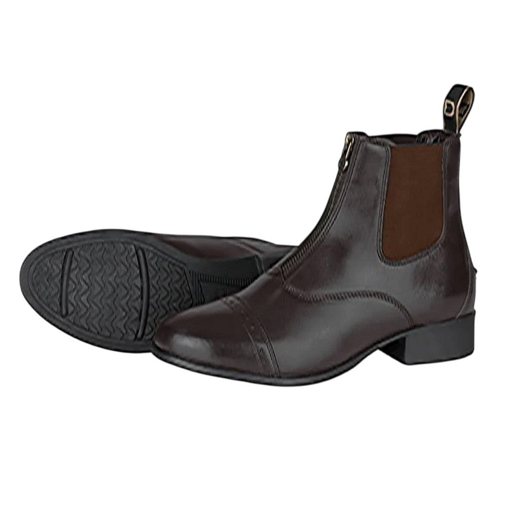 Brown - Back - Dublin Childrens-Kids Foundation II Leather Zip Jodhpur Boots