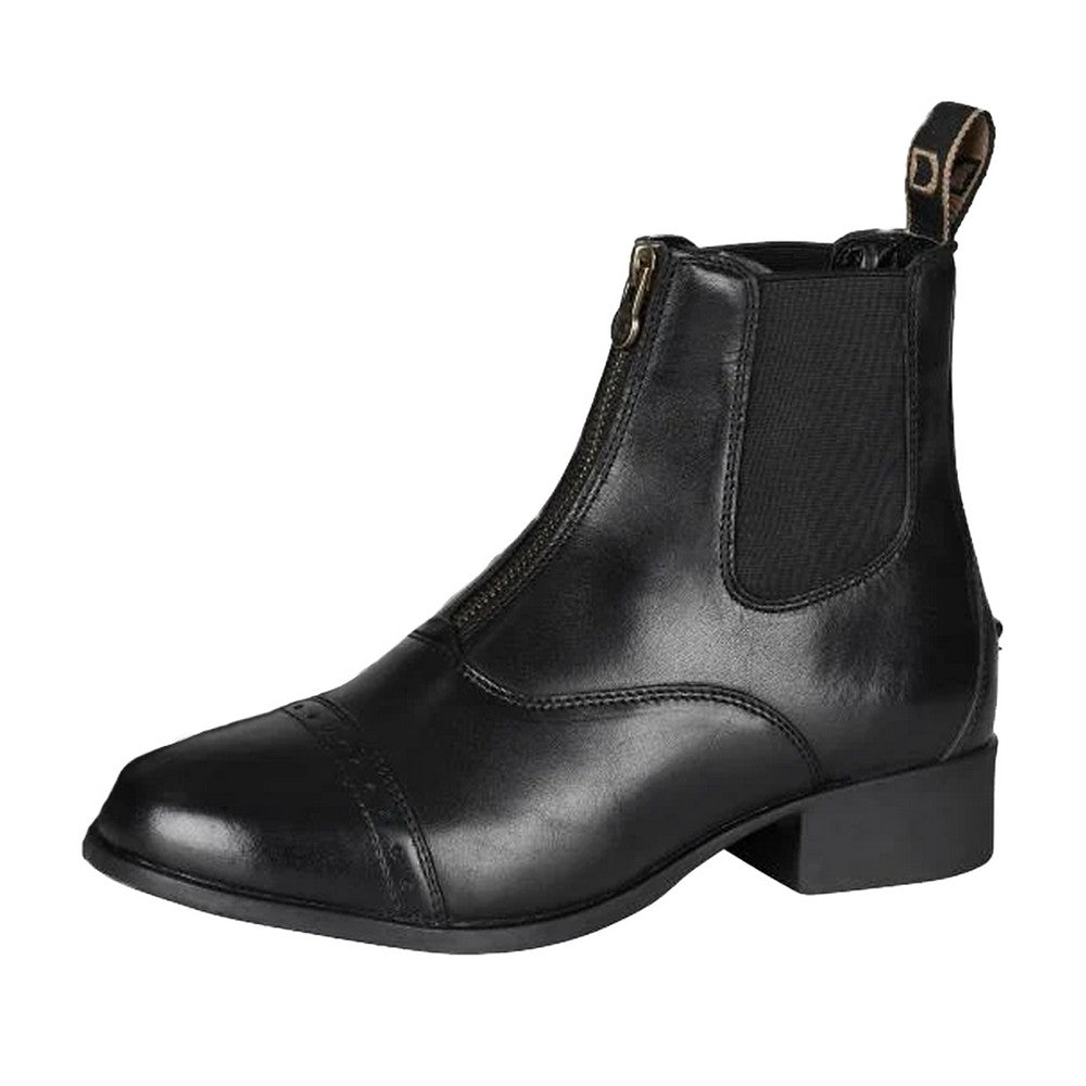 Black - Front - Dublin Childrens-Kids Foundation II Leather Zip Jodhpur Boots