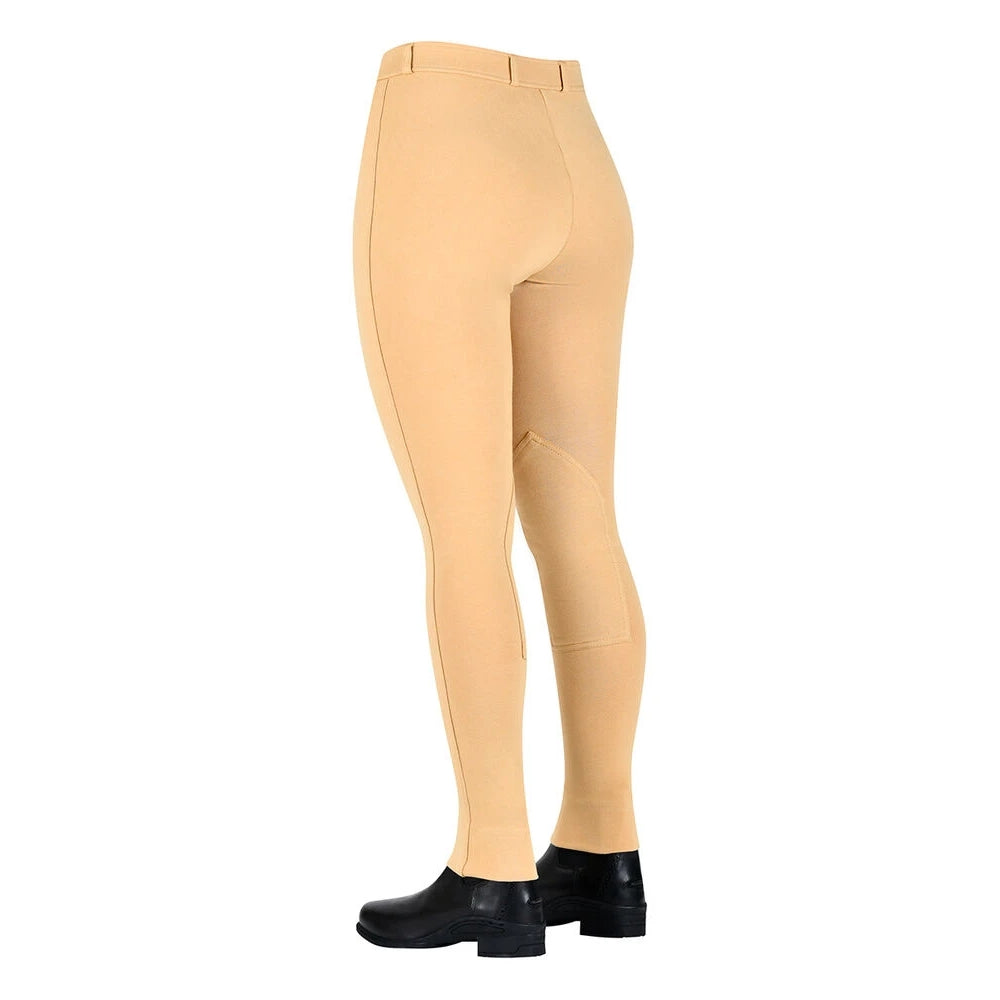 Beige - Back - Saxon Childrens-Kids Zip Front Warm Up Jodhpurs