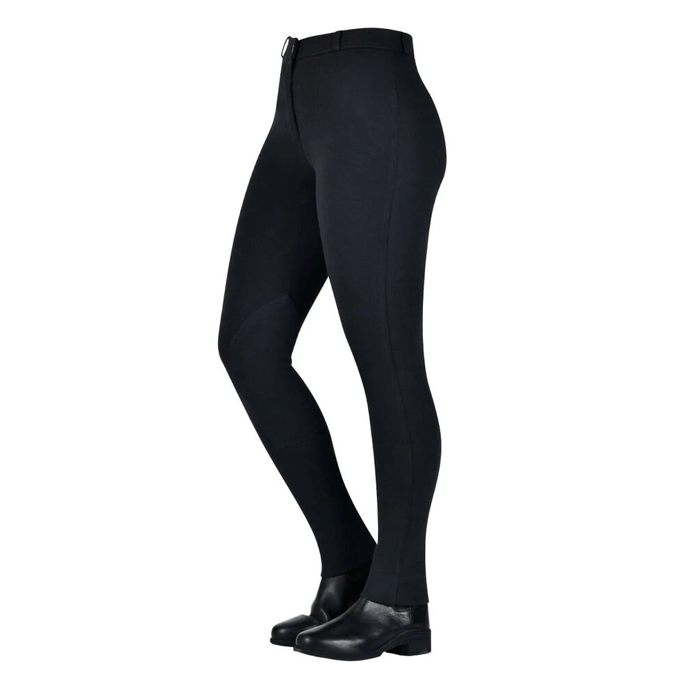 Black - Front - Saxon Childrens-Kids Zip Front Warm Up Jodhpurs