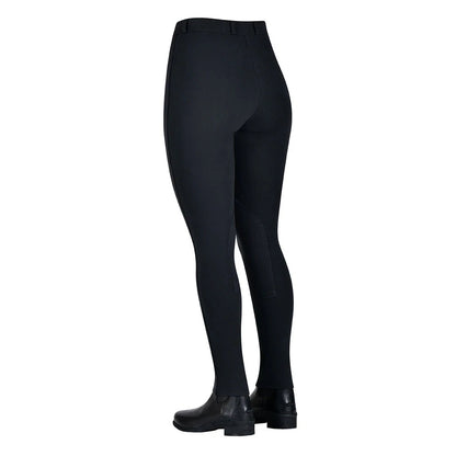 Black - Back - Saxon Childrens-Kids Zip Front Warm Up Jodhpurs