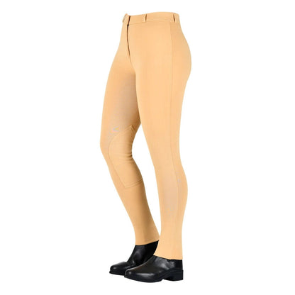 Beige - Front - Saxon Childrens-Kids Zip Front Warm Up Jodhpurs