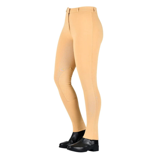 Beige - Front - Saxon Childrens-Kids Zip Front Warm Up Jodhpurs