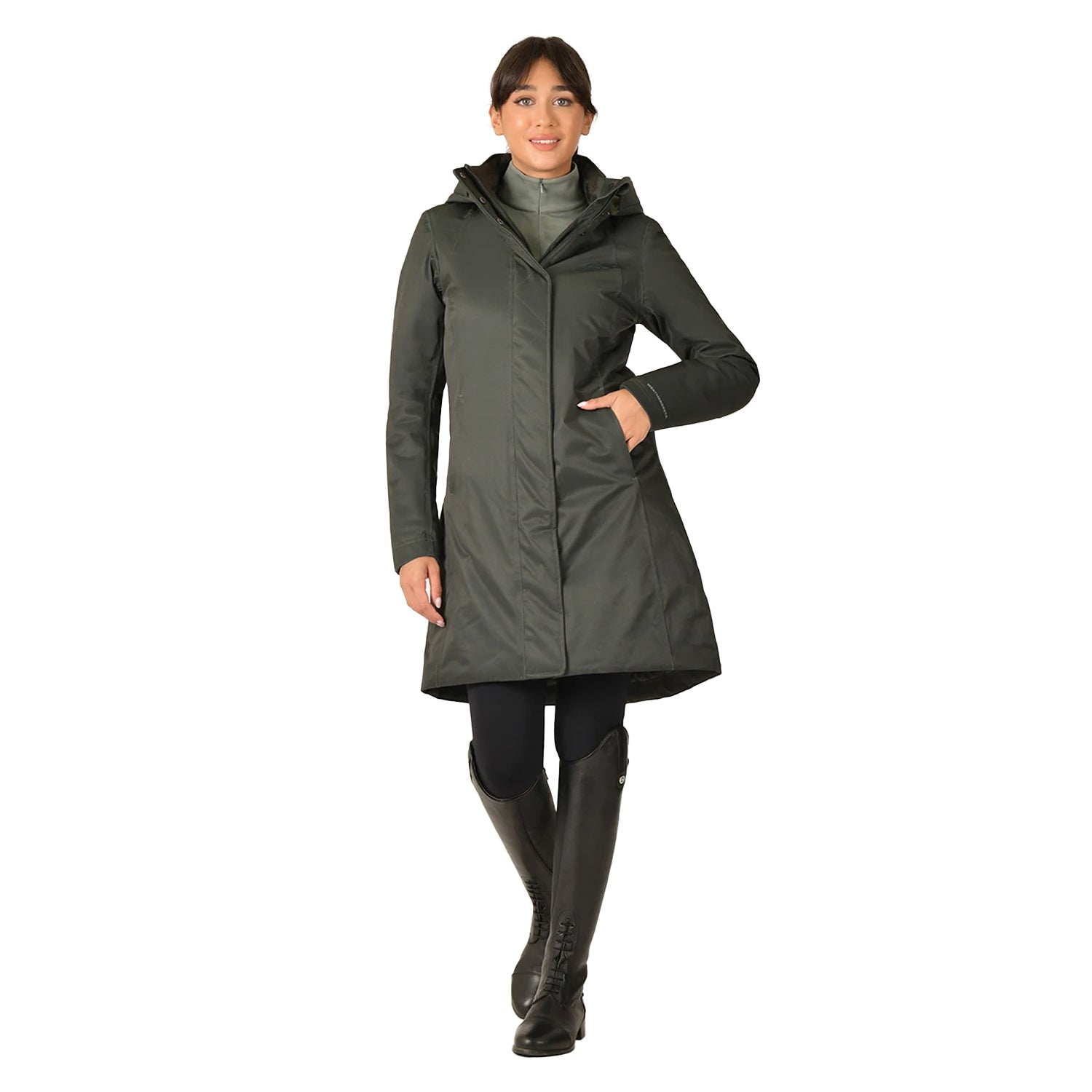 Midnight Green - Lifestyle - Weatherbeeta Womens-Ladies Equestrian Waterproof Longline All Purpose Jacket