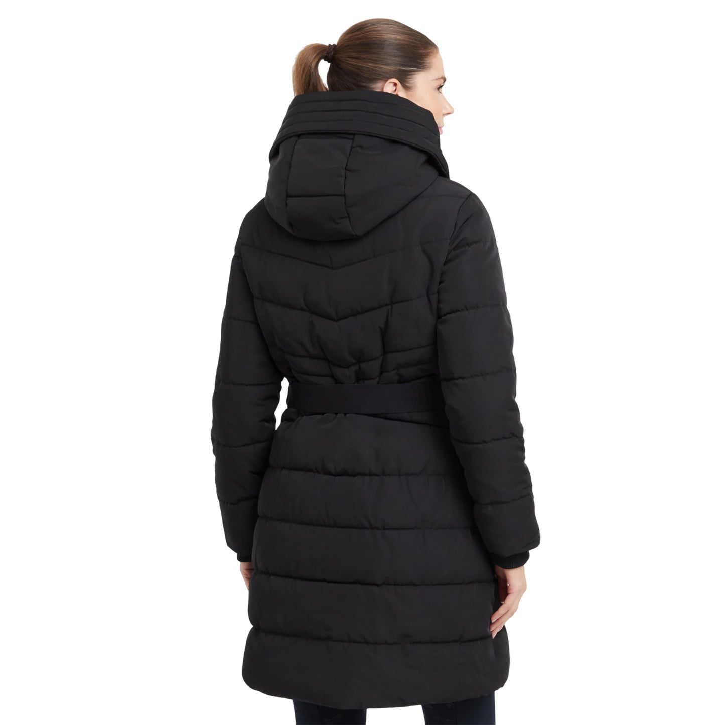 Black - Back - Dublin Womens-Ladies Belted Longline Puffer Jacket