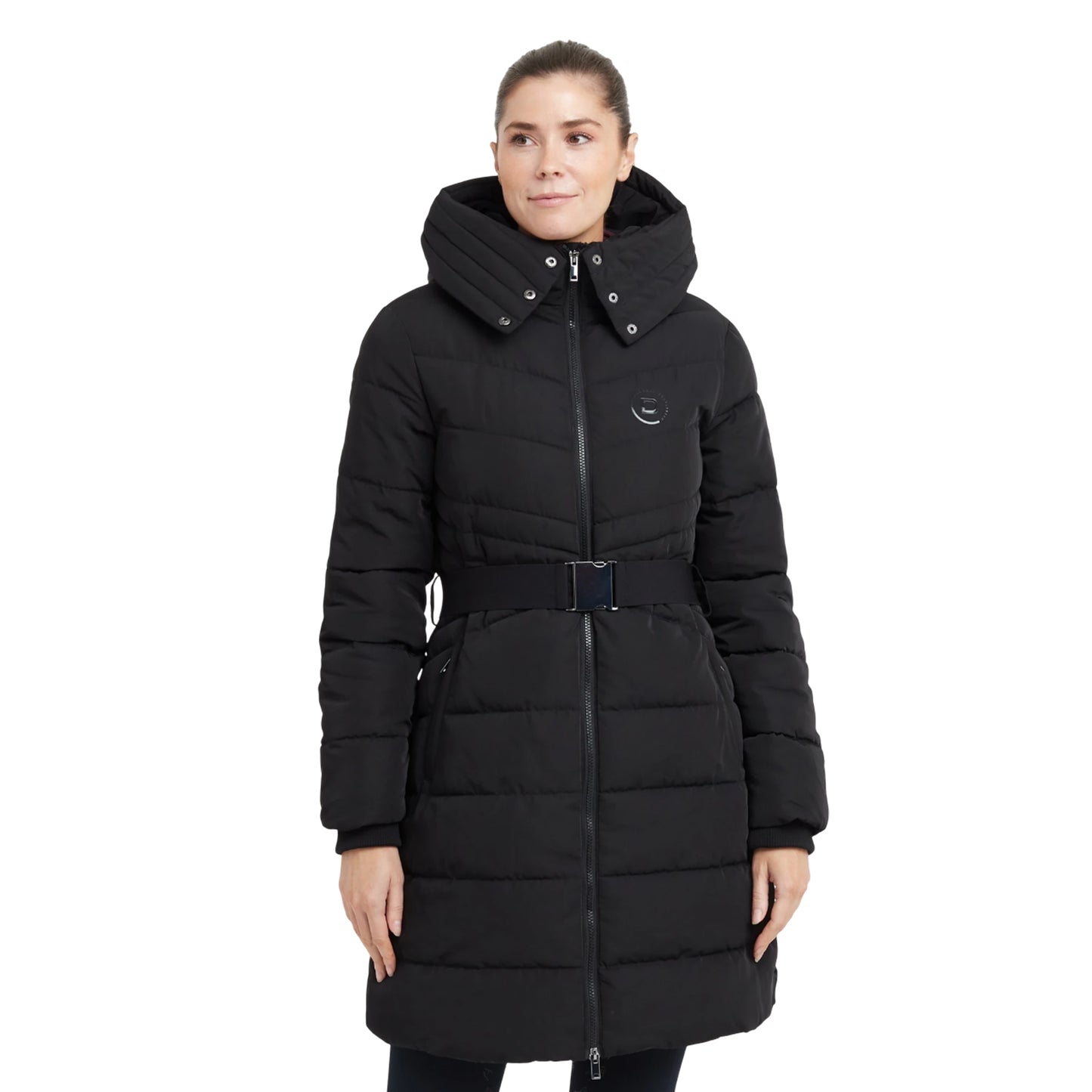 Black - Side - Dublin Womens-Ladies Belted Longline Puffer Jacket
