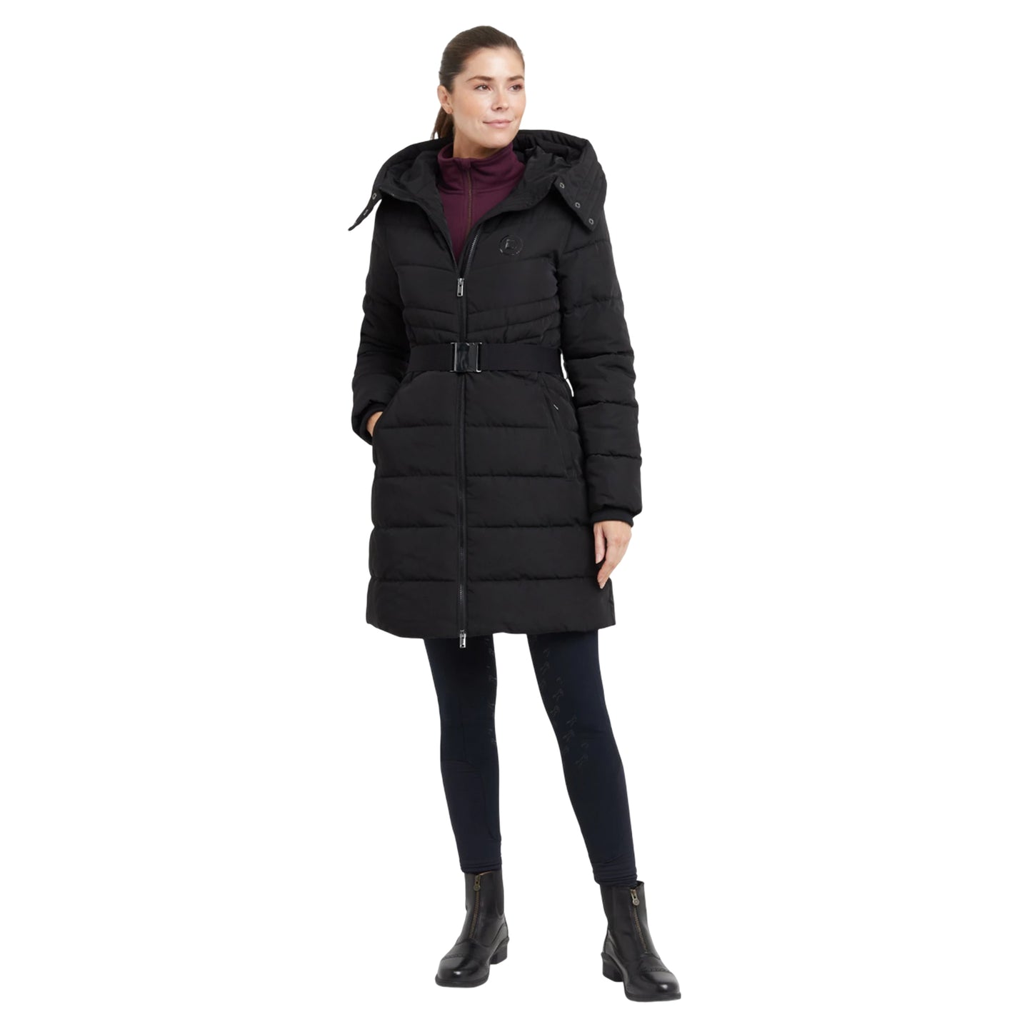Black - Lifestyle - Dublin Womens-Ladies Belted Longline Puffer Jacket