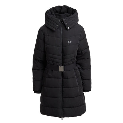 Black - Front - Dublin Womens-Ladies Belted Longline Puffer Jacket