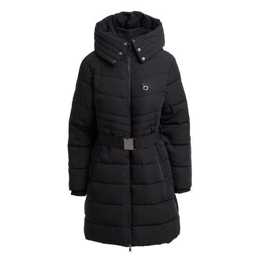 Black - Front - Dublin Womens-Ladies Belted Longline Puffer Jacket