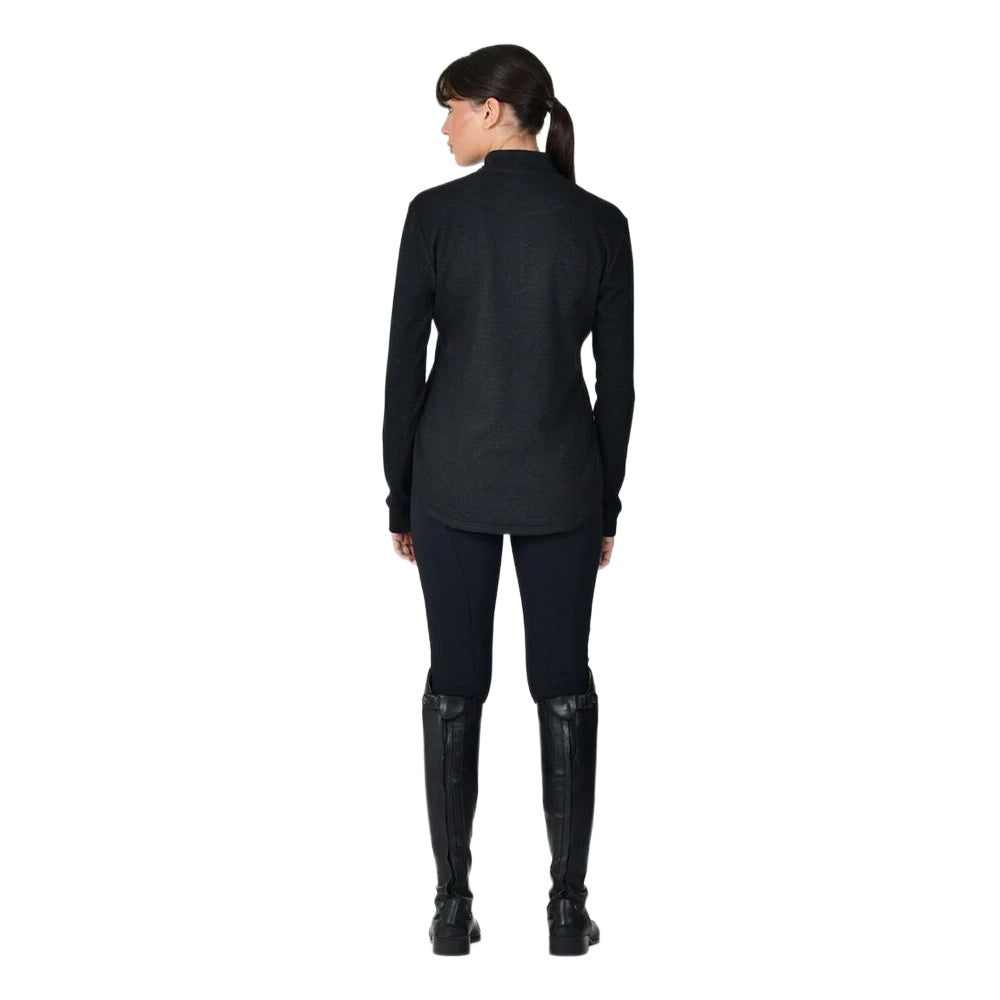 Black Marl - Back - Weatherbeeta Womens-Ladies London Long-Sleeved Riding Base Layer Top