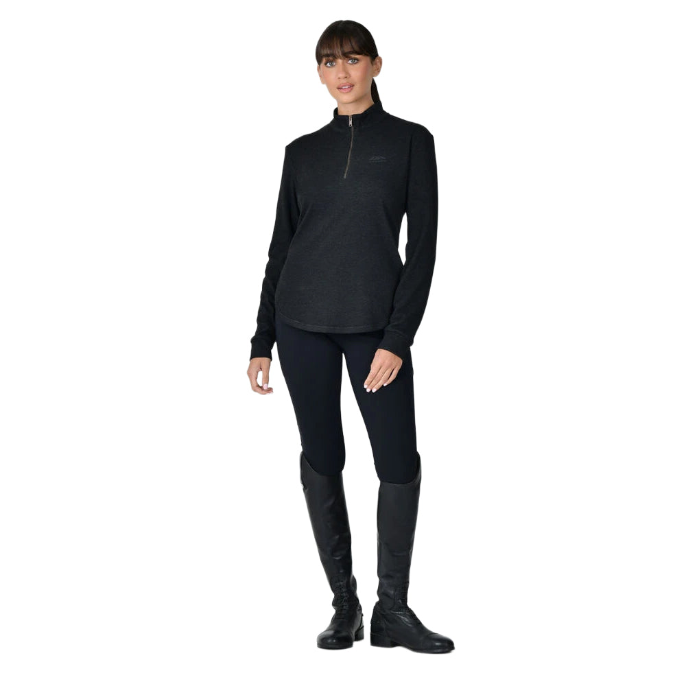 Black Marl - Side - Weatherbeeta Womens-Ladies London Long-Sleeved Riding Base Layer Top