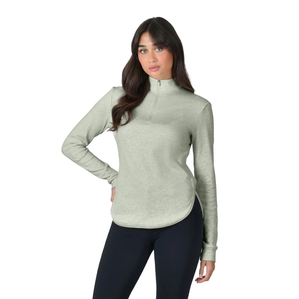 Olive Marl - Front - Weatherbeeta Womens-Ladies London Long-Sleeved Riding Base Layer Top