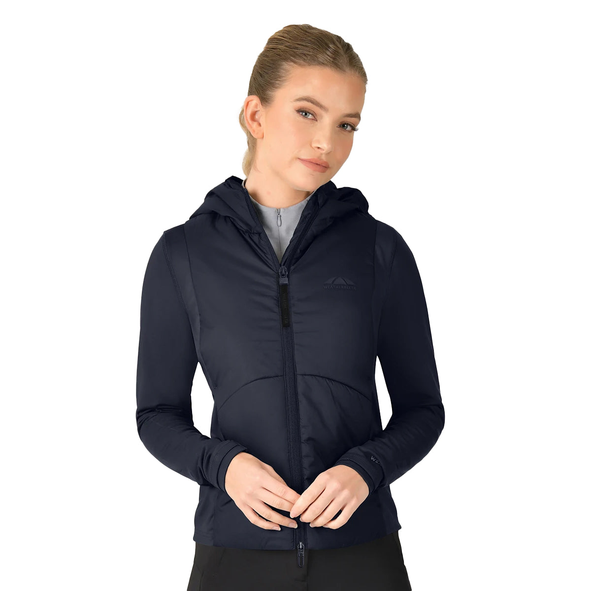 Navy - Front - Weatherbeeta Womens-Ladies Hybrid Padded Riding Jacket