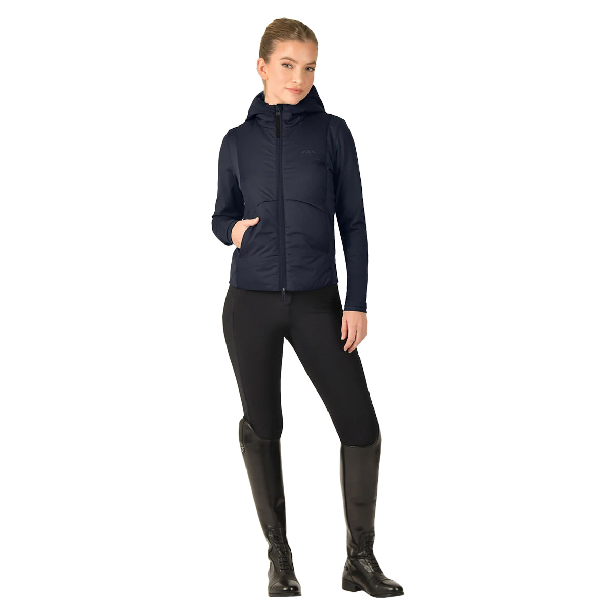 Navy - Side - Weatherbeeta Womens-Ladies Hybrid Padded Riding Jacket