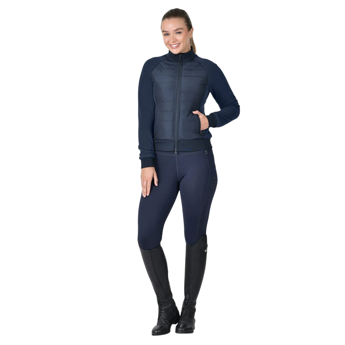 Navy - Side - Dublin Womens-Ladies Insulated Hybrid Jacket