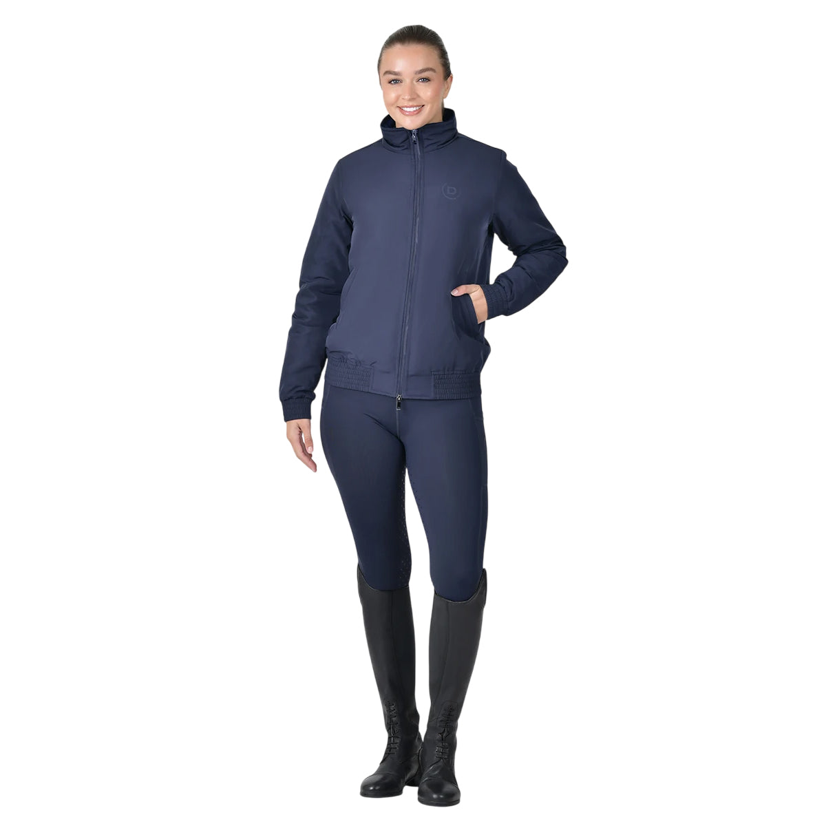 Navy - Side - Dublin Womens-Ladies Blouson Team Zipped Jacket