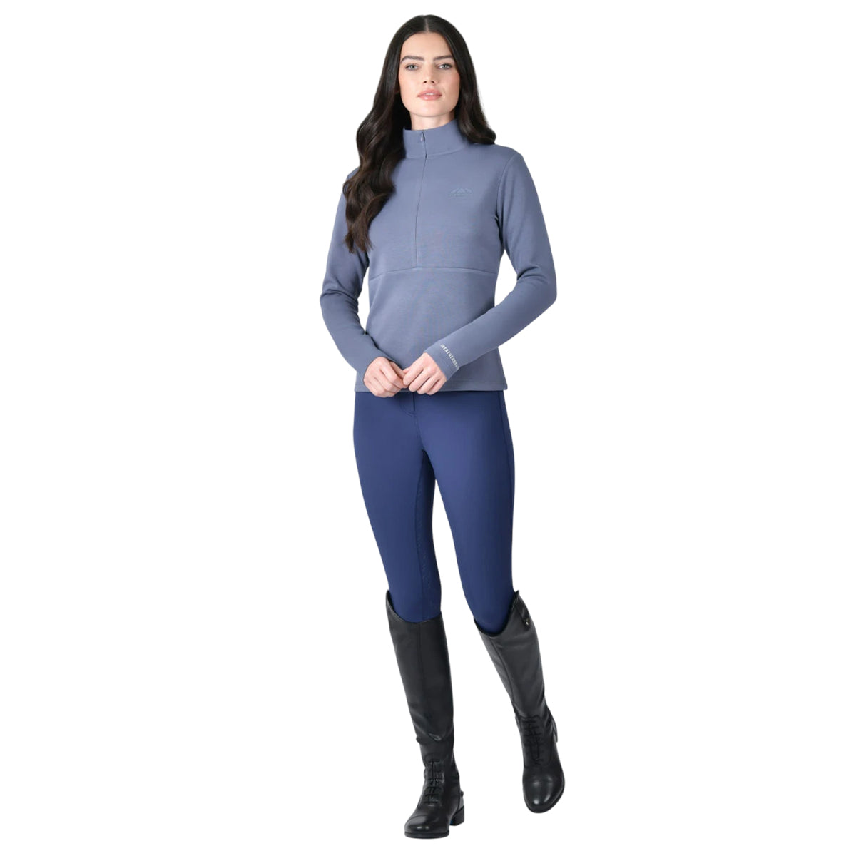 Slate Blue - Side - Weatherbeeta Womens-Ladies Bamboo Copper Zip Long-Sleeved Midlayer