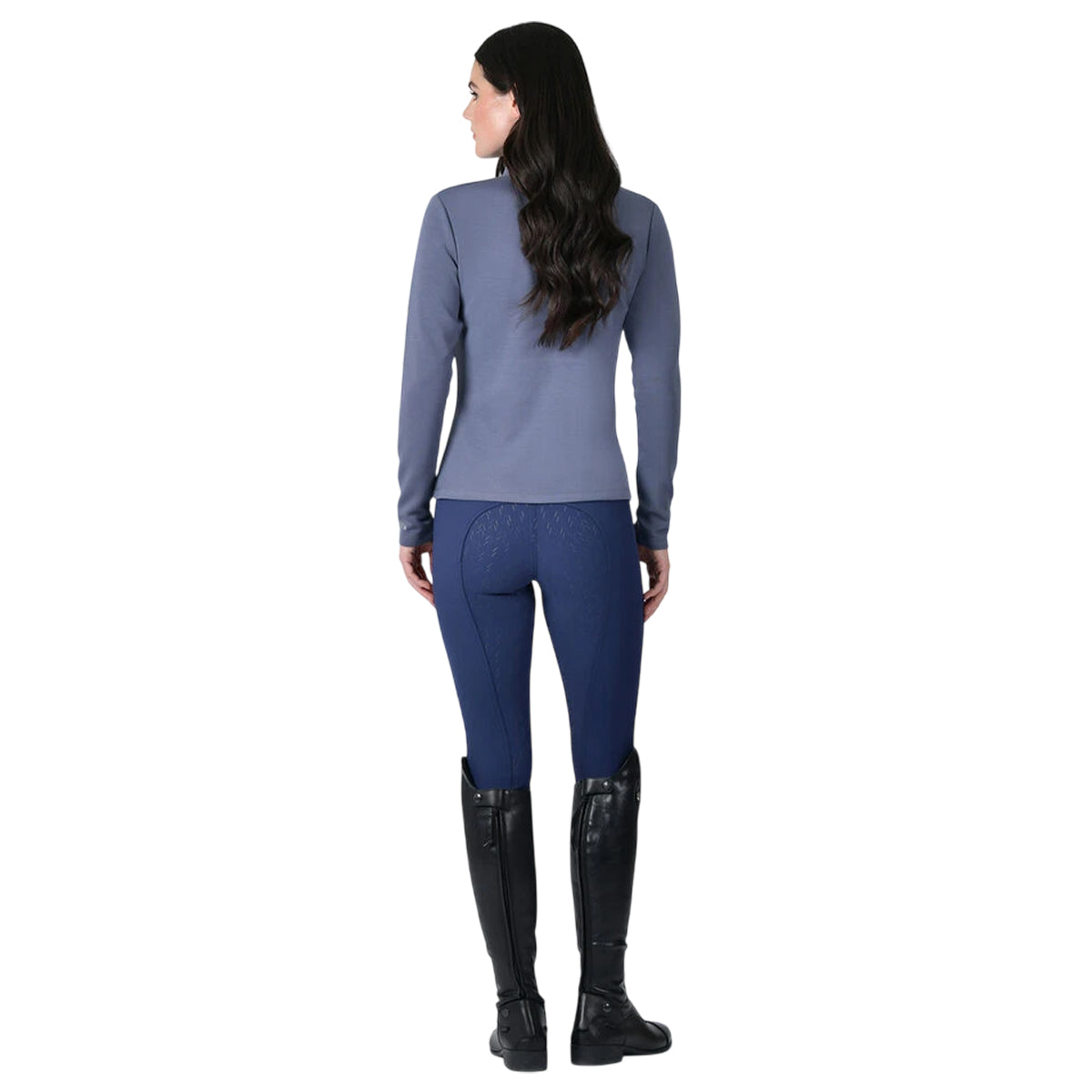 Slate Blue - Lifestyle - Weatherbeeta Womens-Ladies Bamboo Copper Zip Long-Sleeved Midlayer