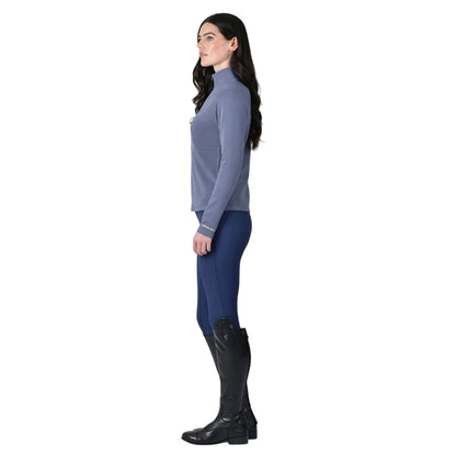 Slate Blue - Pack Shot - Weatherbeeta Womens-Ladies Bamboo Copper Zip Long-Sleeved Midlayer