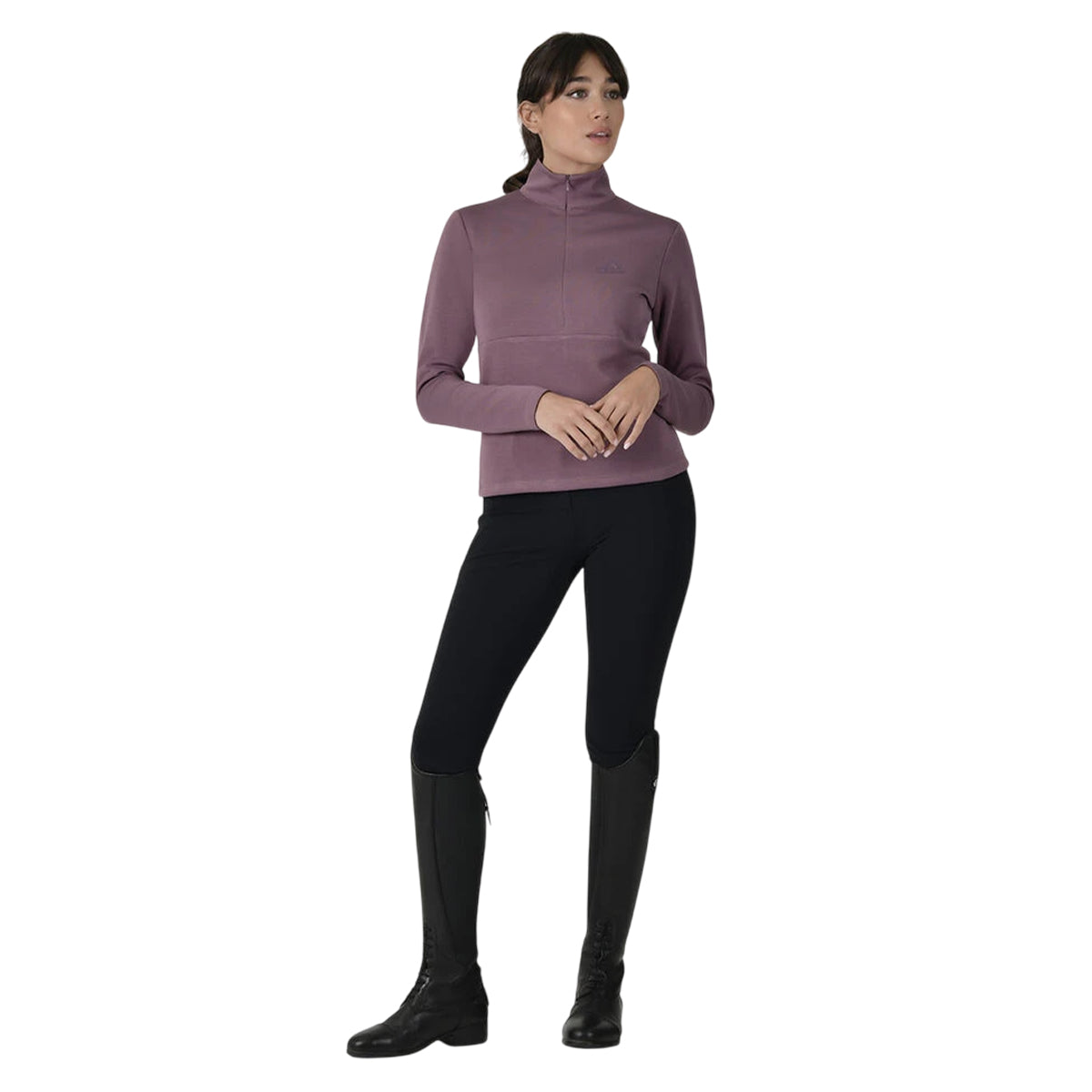 Mauve Wine - Side - Weatherbeeta Womens-Ladies Bamboo Copper Zip Long-Sleeved Midlayer