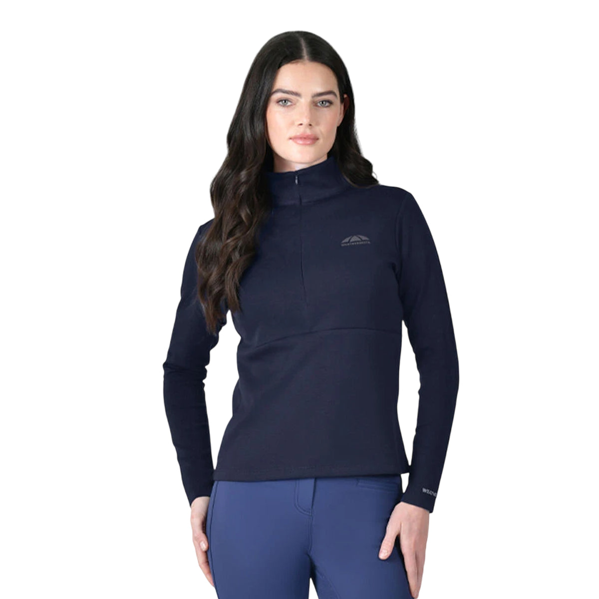Navy - Front - Weatherbeeta Womens-Ladies Bamboo Copper Zip Long-Sleeved Midlayer