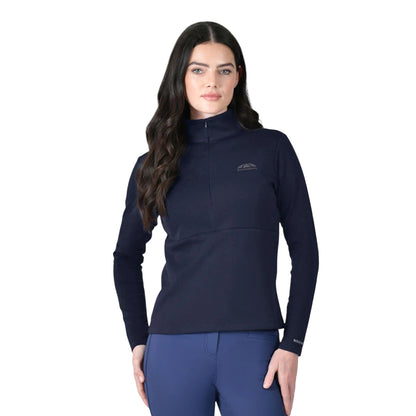 Navy - Front - Weatherbeeta Womens-Ladies Bamboo Copper Zip Long-Sleeved Midlayer