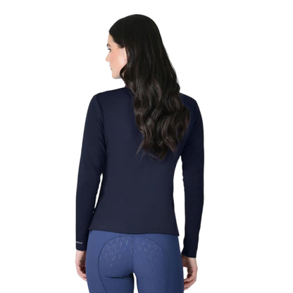 Navy - Back - Weatherbeeta Womens-Ladies Bamboo Copper Zip Long-Sleeved Midlayer