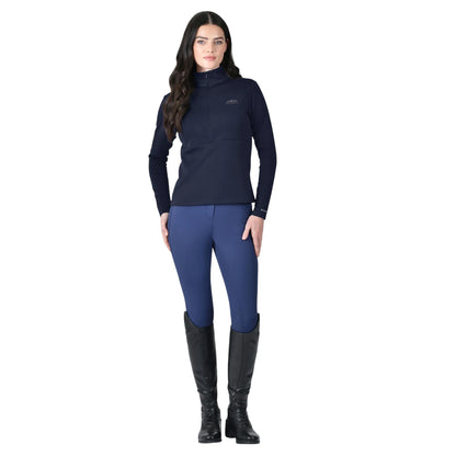 Navy - Side - Weatherbeeta Womens-Ladies Bamboo Copper Zip Long-Sleeved Midlayer