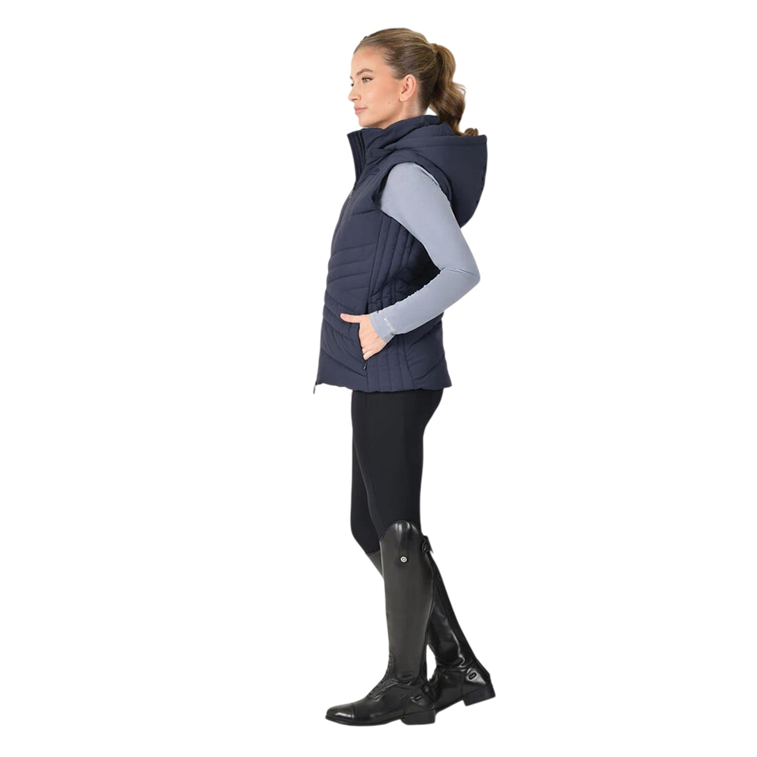 Navy - Side - Weatherbeeta Womens-Ladies Insulated Body Warmer