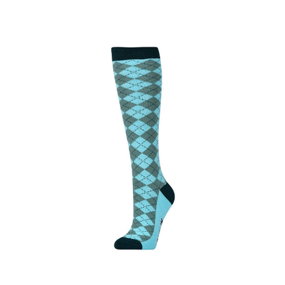 Emerald Green-Cyan - Back - Dublin Unisex Adult Argyle High Riding Socks (Pack of 3)