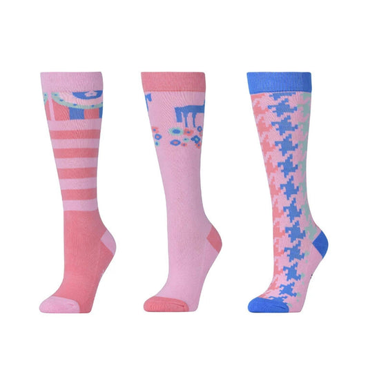 Pastel Pink - Front - Dublin Childrens-Kids Carnival High Riding Socks (Pack of 3)
