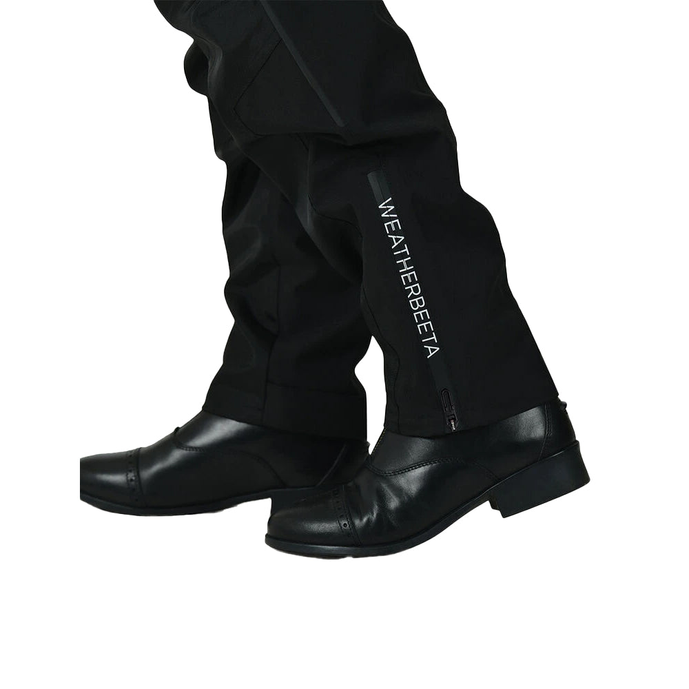 Black-White - Side - Weatherbeeta Womens-Ladies Rayne II Waterproof Over Trousers