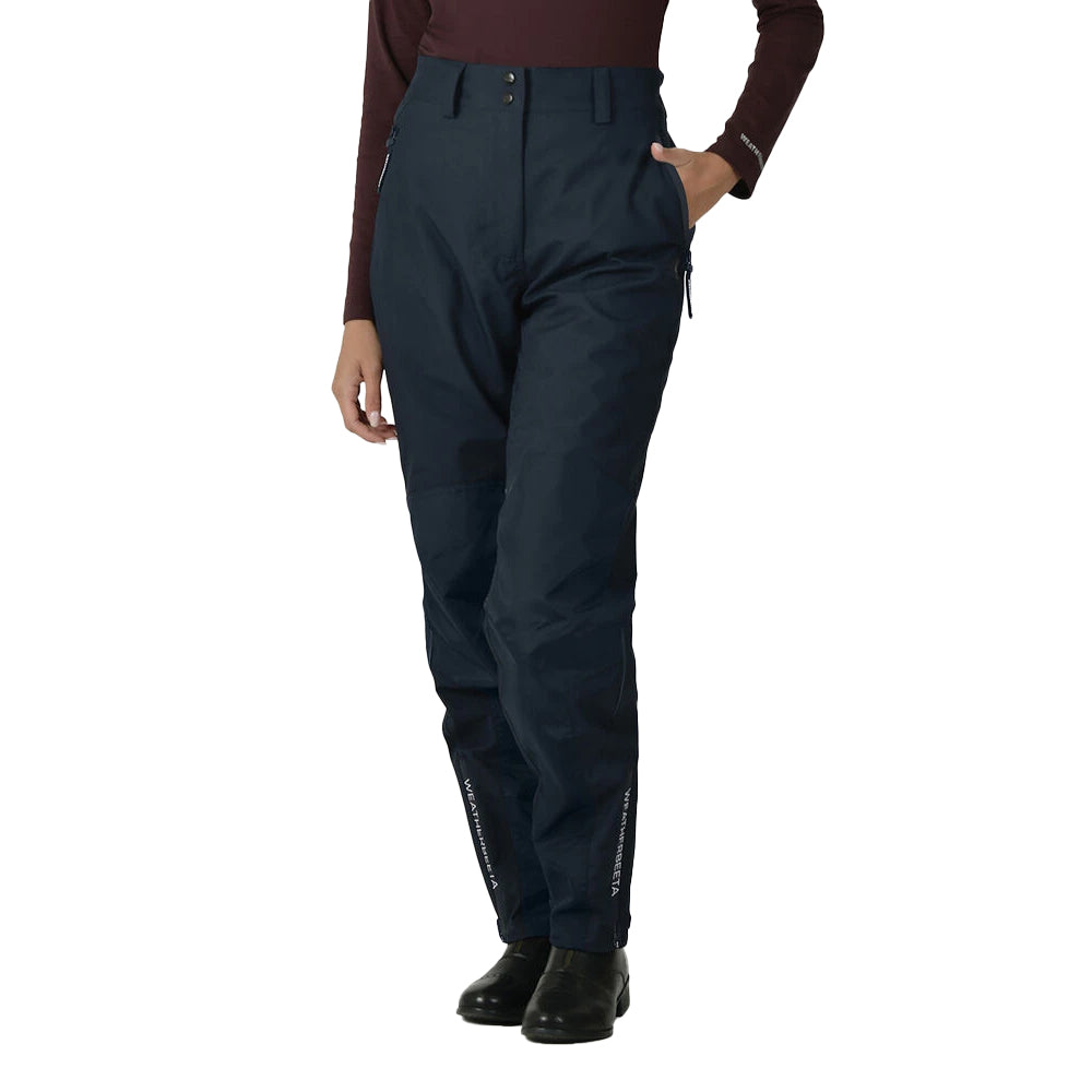 Navy-White - Back - Weatherbeeta Womens-Ladies Rayne II Waterproof Over Trousers