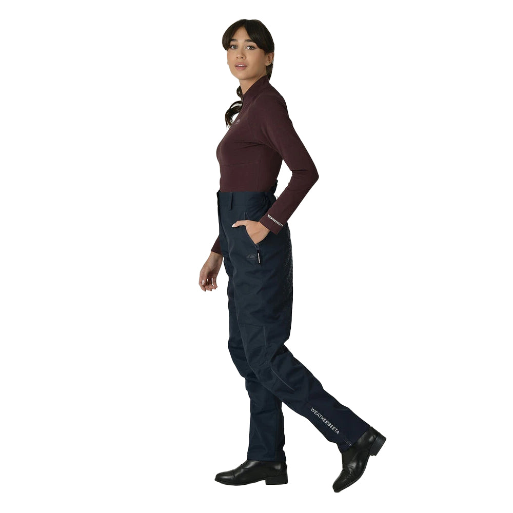 Navy-White - Close up - Weatherbeeta Womens-Ladies Rayne II Waterproof Over Trousers