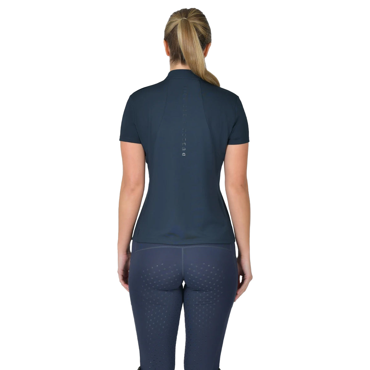 Navy - Back - Dublin Womens-Ladies Quarter Zip Short-Sleeved Riding Top