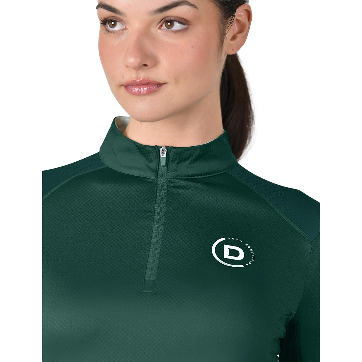 Dark Emerald - Side - Dublin Womens-Ladies Breathable Long-Sleeved Riding Top