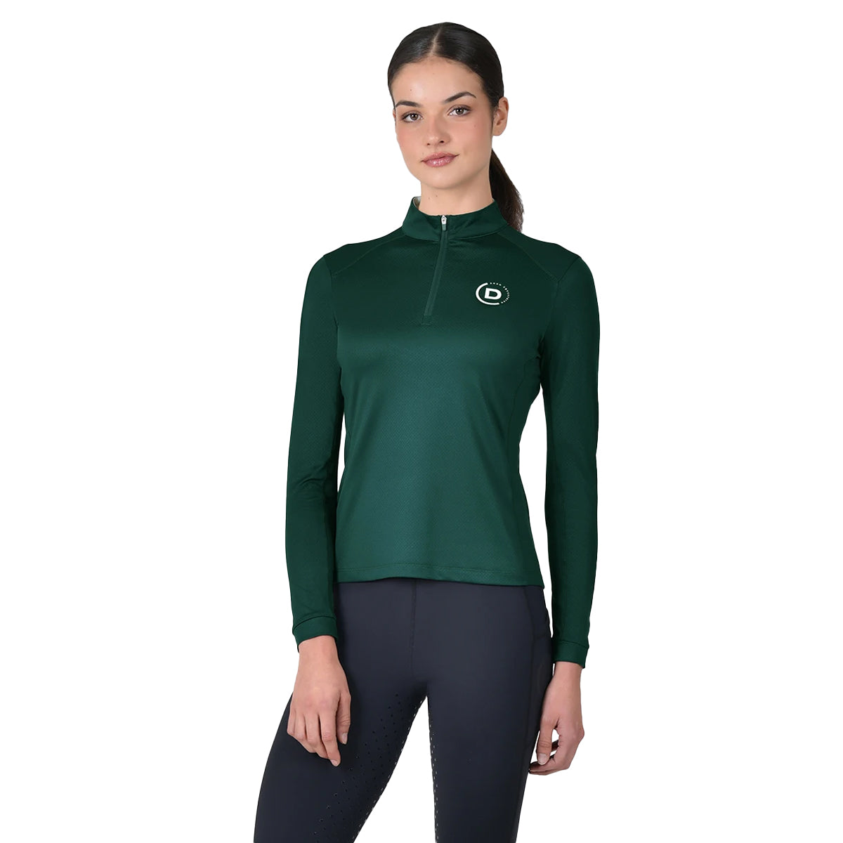 Dark Emerald - Front - Dublin Womens-Ladies Breathable Long-Sleeved Riding Top